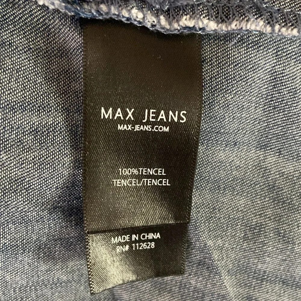 Max Jeans Women’s Chambray Long Sleeve Midi Shirt Dress Size Medium
